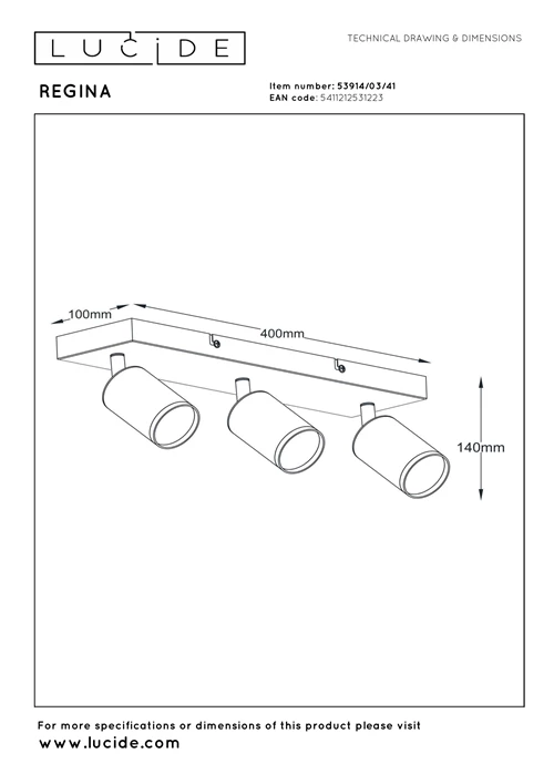 Lucide REGINA - Spot plafond - 3xGU10 - Taupe | Essential - technique